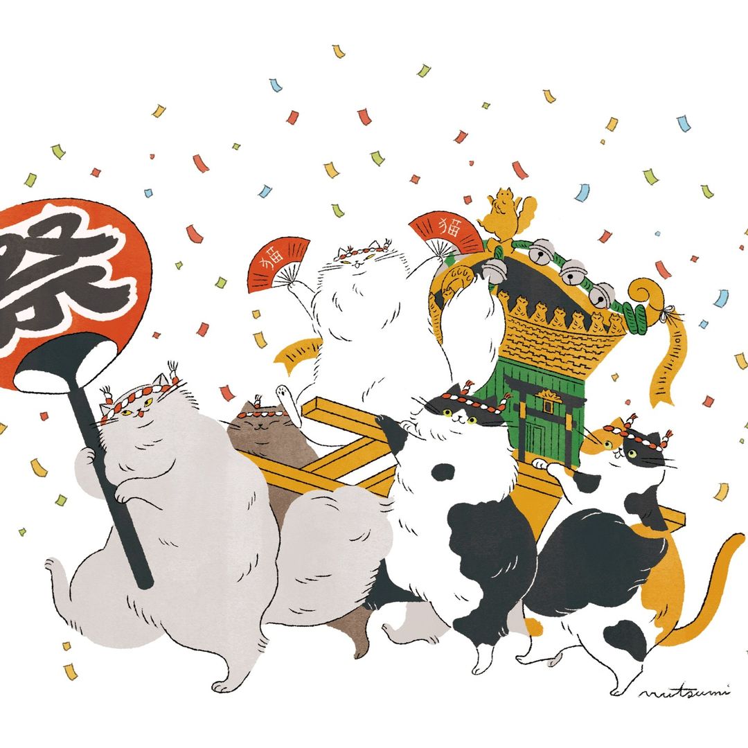 插画师 ,猫咪 . 日本插画师 Kawamu 的猫咪日常